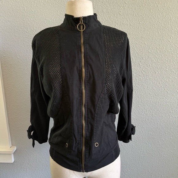 XCVI Sophia Poplin Stretch Jacket Size Small NWT Zip Up Cotton Blend 3/4 Sleeve - Picture 2 of 6